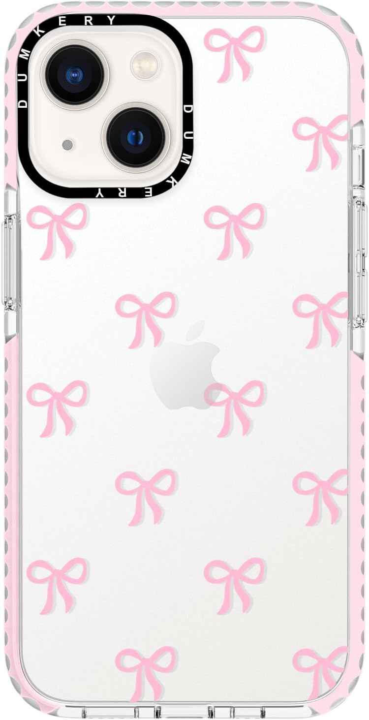 Girly Phone Case Compatible with iPhone 17 Pro Max, Cute Bow Aesthetic Pattern Print Cases, Soft TPU Anti Yellowing, Anti Shock Cover for Girls Women Pink