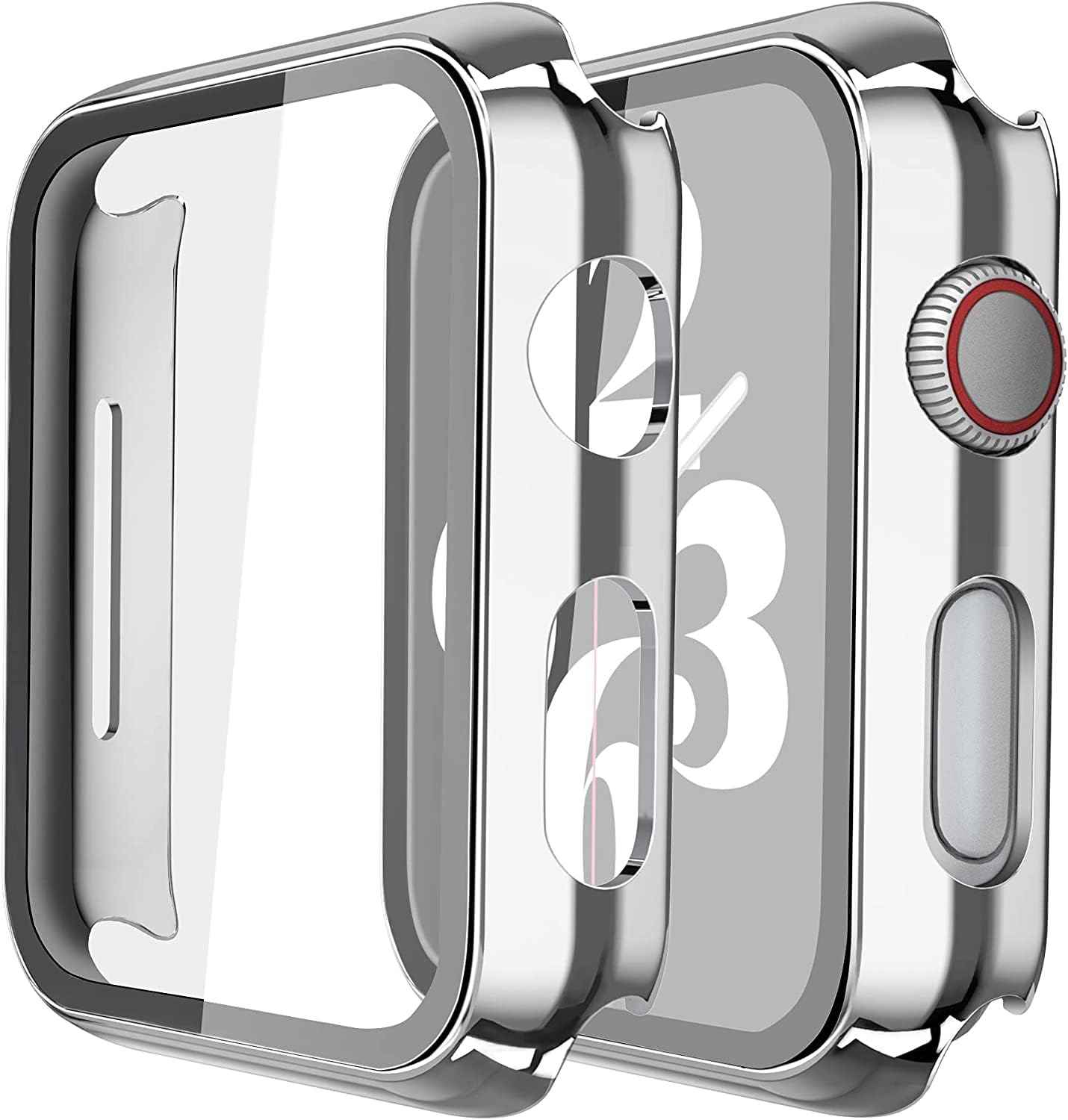 Misxi 2 Pack Tempered Glass Case Compatible for Apple Watch Series 11 (2025) Series 10 46mm, Screen Protector Cover for iWatch, Black