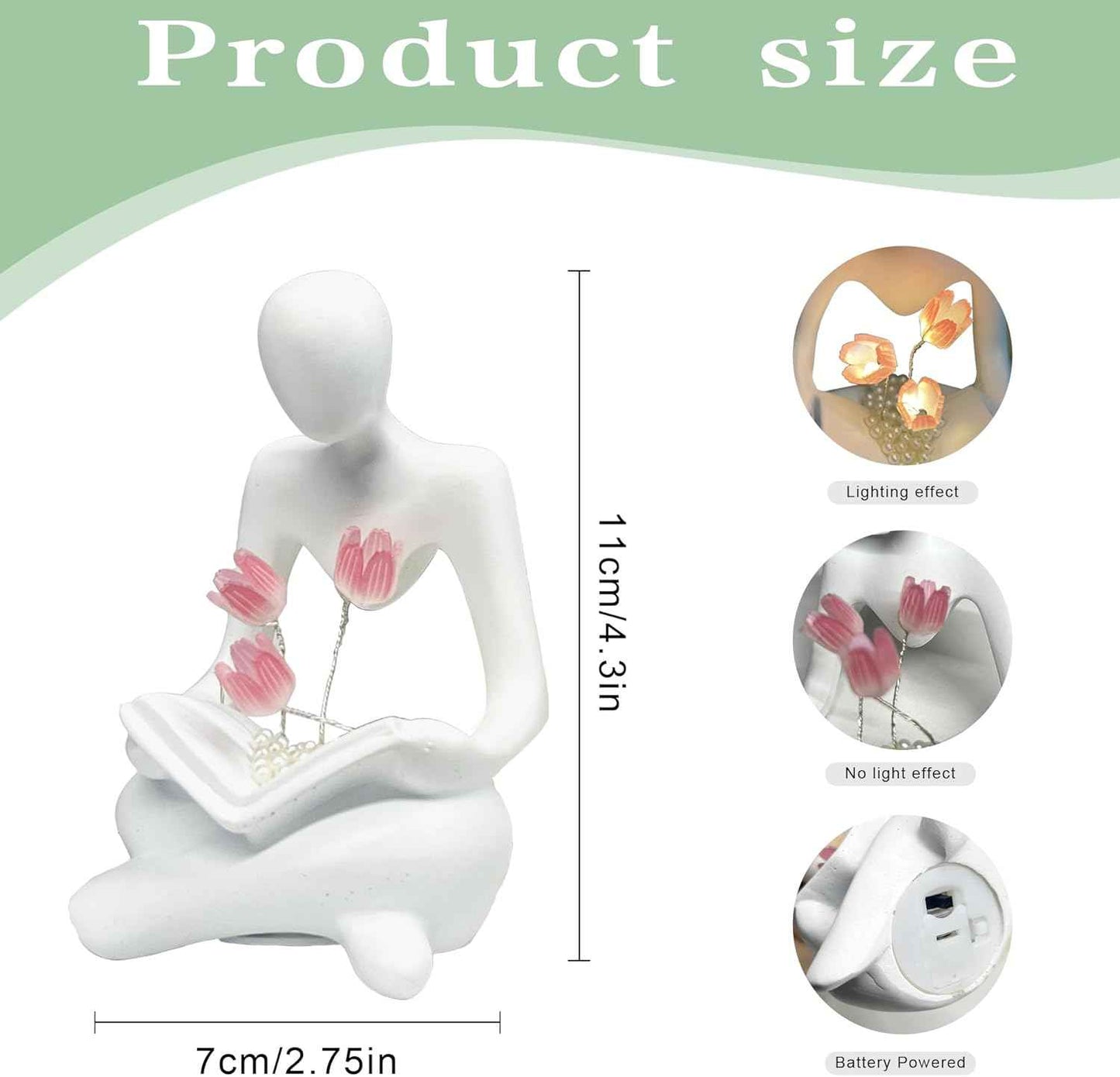 LIYAOLI Tulip Night Light Aesthetic Sculptures Lamp Home Decor Book Shelf Decor Aesthetic,Tulip Lamp Office Decor for Women Desk Cute Night Light