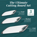 3-piece cutting board set with non-slip handles and gray color