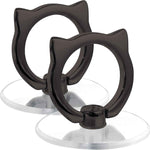 Cat Phone Ring Holder - EI Sonador Clear Cell Phone Ring Holder Transparent Stand Finger Grip (1 Silver + 1 Rose Gold Cat)