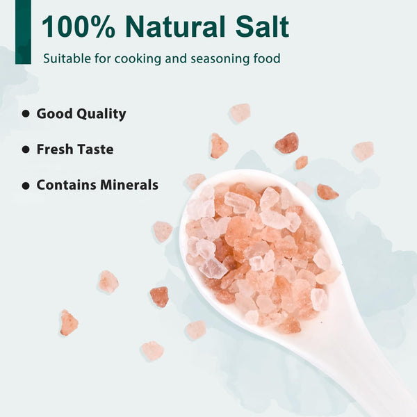 Soeos Himalayan Pink Salt Coarse Grain Kosher Salt Refill with Whole Black Peppercorns Non-GMO Verified Spice Seasoning Set