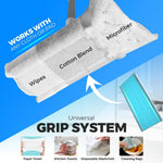 FlexiClamp Sweep & Mop Kit - Compatible with Swiffer Pads, Durable Cleaning Tool for Hardwood, Tile, Marble & Laminate Floors, Home, Kitchen Cleaning Essentials. (Include 10 Dry Cloths)