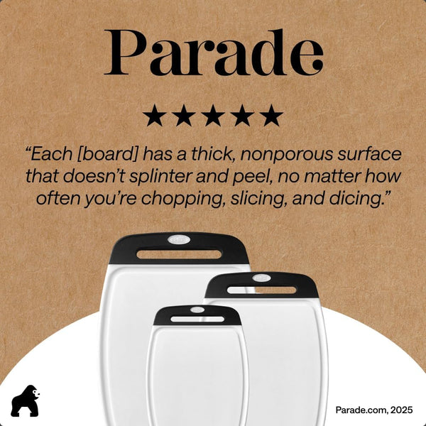 GORILLA GRIP Reversible Kitchen Cutting Board Set of 3, US Designed, Nonporous, Dishwasher Safe, Black