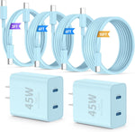Super Fast Samsung Charger Type C,45W Dual Port USB C Fast Charger Block [2-Pack] & Extra Long 60W 3/6/10/10FT USB C Cable - PD Quick Charging 3.0 For Samsung Galaxy S25 Ultra/S24+/S23 iPhone 16