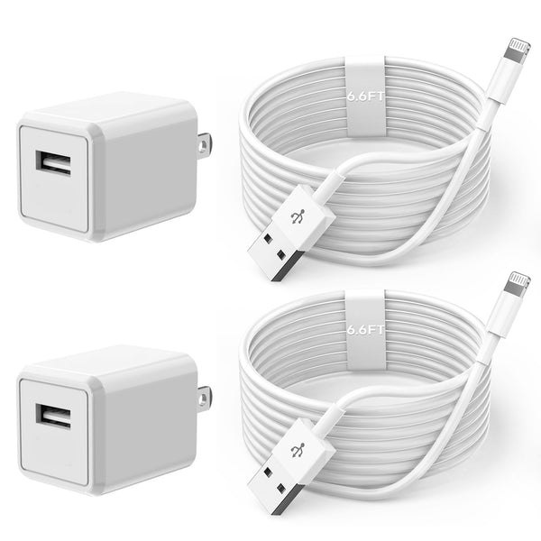 iPhone Charger,Extra Long 2 Pack 10FT Lightning Cable Cube i Phone 12 Charger Charging Transfer Cord Cable with USB Plug Wall Charge Block Travel Adapter for iPhone 14/13/12/11/SE2022/8/7/XS/XR/X/iPad