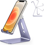 Adjustable Cell Phone Stand with Aluminum Base and Charging Port
