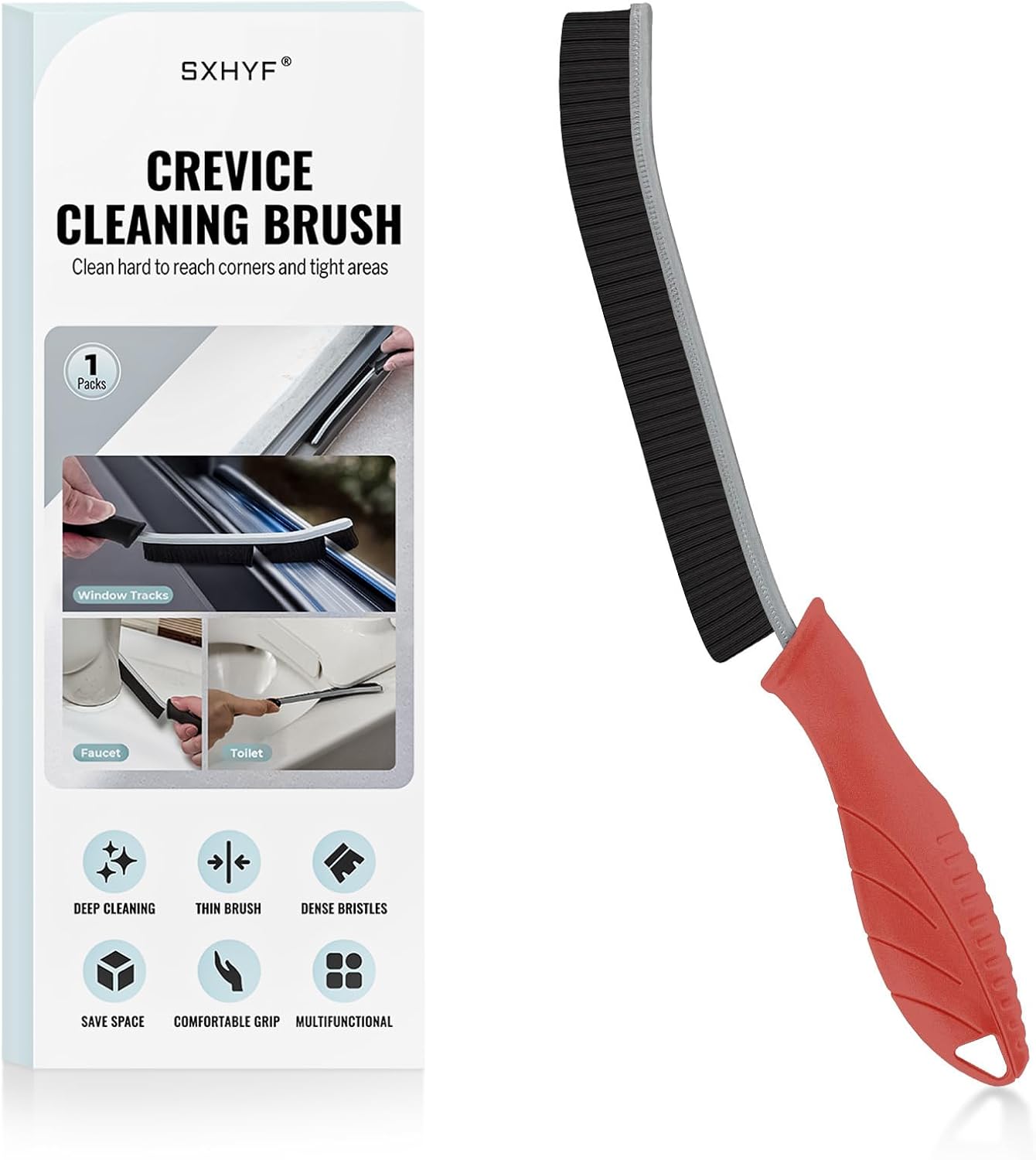 SXhyf Crevice Cleaning Brush – Hard Bristle Grout Scrub Brush for Bathroom, Kitchen & Household Cleaning