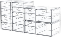 Clear Acrylic Desk Organizer with 16 Drawers for Makeup, Jewelry, and Office Supplies