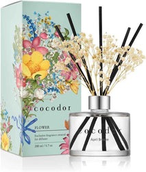 COCODOR Reed Diffuser Set with Preserved Baby's Breath with Sticks/April Breeze / 6.7oz / Scent Fragrance Oil Diffuser for Bedroom Bathroom Home Décor