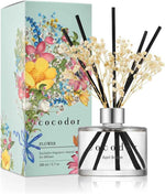 COCODOR Reed Diffuser Set with Preserved Baby's Breath with Sticks/April Breeze / 6.7oz / Scent Fragrance Oil Diffuser for Bedroom Bathroom Home Décor