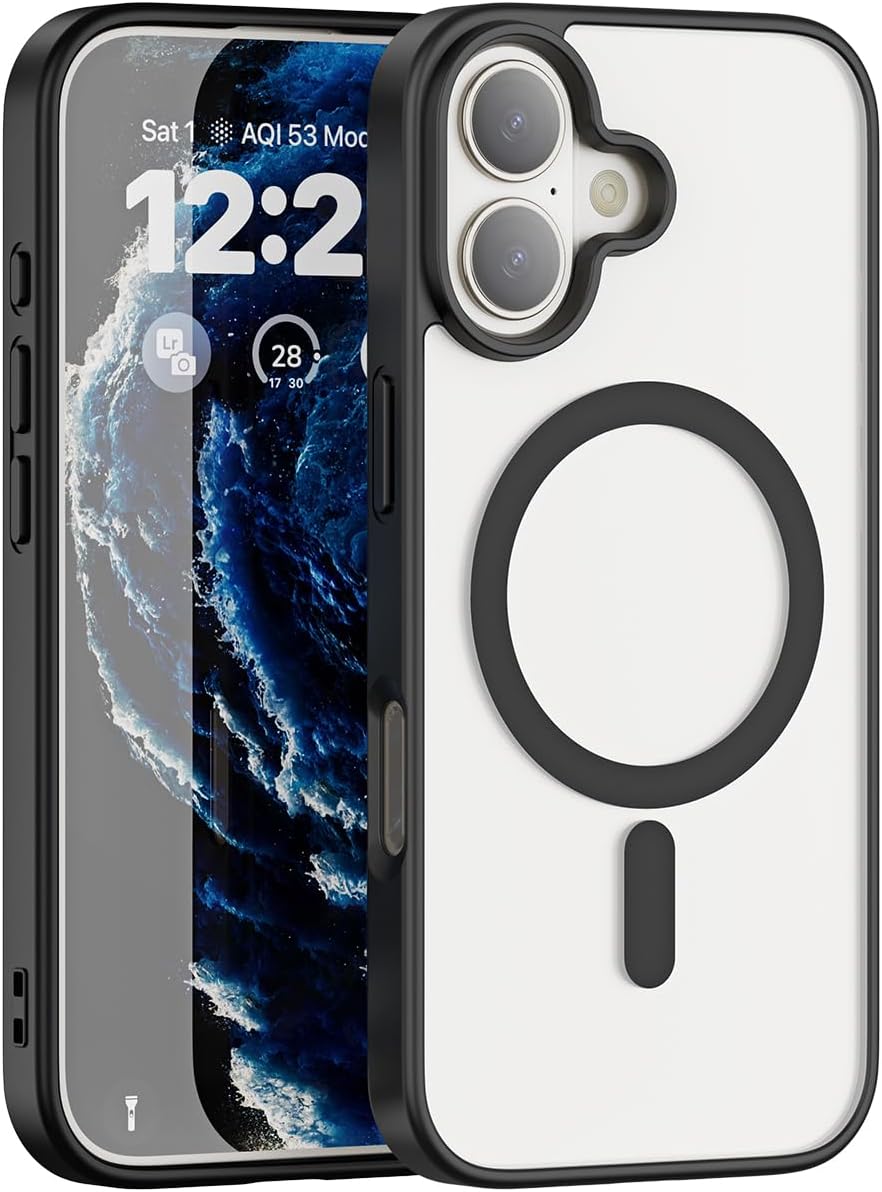 Compatible with Magnetic Matte Clear Case for 17 Air–Tough Drop-Resistant Design, Anti-Yellow, Shockproof, Slim Transparent Cover (Black-17A)