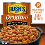 Bush's Best 16 oz canned original baked beans, plant-based protein, fiber, low fat, gluten free, 12 pack