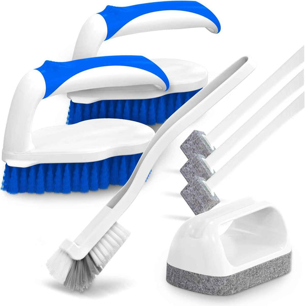 Holikme 7 Pack Deep Cleaning Brush Set, Scrub Pads with Scraper Tip for Pool Walls, Bathroom, Grout, Floor, Tub, Shower and Kitchen Surface (Green)