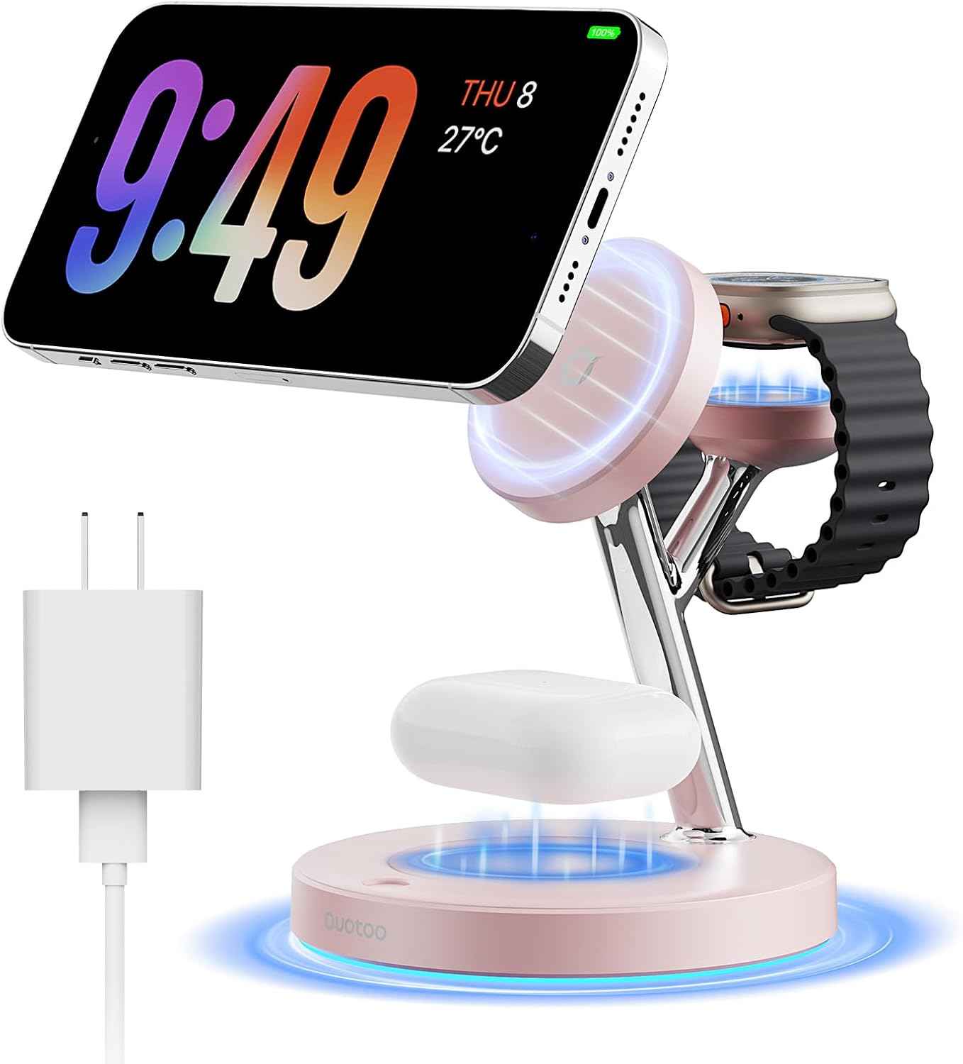 2026 3 in 1 Charging Station for Apple Compatible with Magsafe Charger Stand for iPhone 17 16 15 14 13 12 Wireless Charging Station for AirPods Wireless Charger for iWatch Series