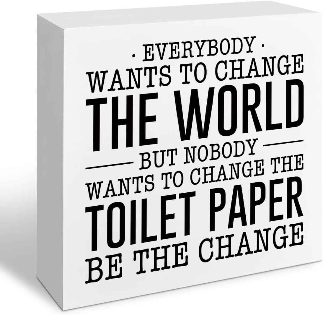 Funny Restroom Bathroom Wooden Signs, Funny Bathroom Sayings, Humor Washroom Quotes Block Plaque, Wall Art/Home Decor, Rustic Wooden Box Signs, Farmhouse Decor, Housewarming Gift