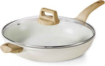 CAROTE Non Stick Frying Pan Skillet, Nonstick Granite Fry Pan with Glass Lid, Egg Pan Omelet Pans, Stone Cookware Chef's Pan, PFOA Free (Classic Granite, 10-Inch)