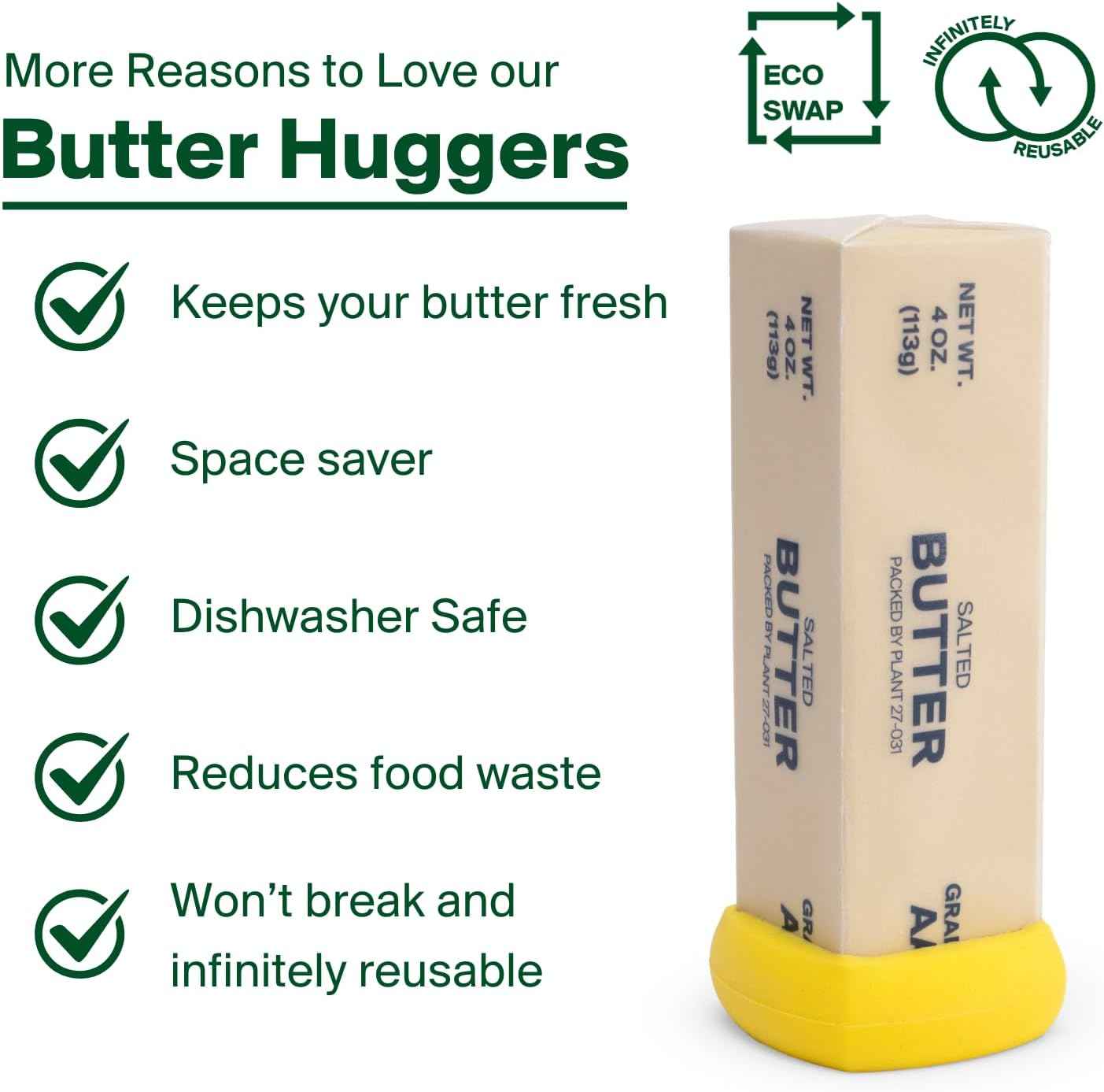 Food Huggers Butter Hugger - Patented Butter Cover - Keeps your butter snugly sealed and fresh