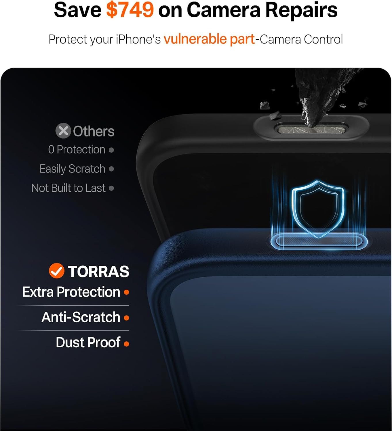 TORRAS for iPhone 17 Pro Case, Beyond Military-Grade Protection, Camera Control Button, DIY Buttons, Translucent Matte Slim Thin Shockproof Hard Back Anti-Scratch case for iPhone 17 Pro, Deep Blue