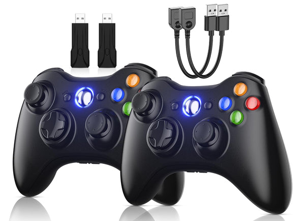 Gamrombo Xbox 360 2 Pack Wireless Controller Replacement for 360 & Slim with Windows PC Compatibility