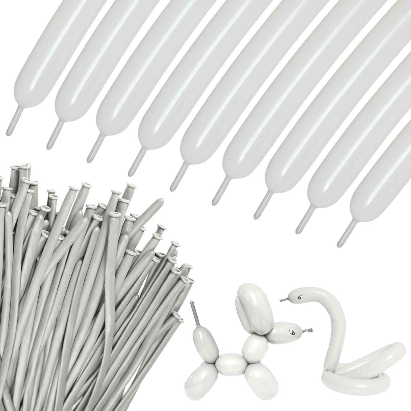 100Pcs 260 Balloons White Long Balloons for Balloon Garland Thickening Skinny Latex Twisting Balloon for Animals Modeling Christmas Birthday Wedding Party Decorations