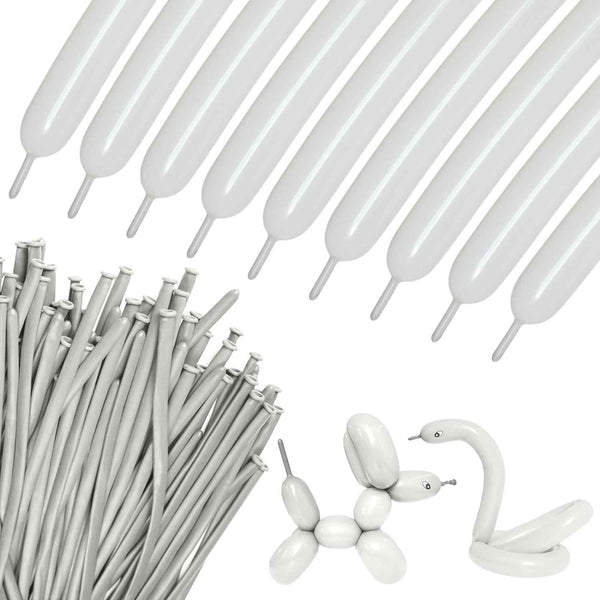 100Pcs 260 Balloons White Long Balloons for Balloon Garland Thickening Skinny Latex Twisting Balloon for Animals Modeling Christmas Birthday Wedding Party Decorations
