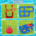VATOS 2-Tier Water Table for Toddlers in Summer,100PCS DIY Waterways Playset with Pump for Outside Yard,Beach,Poolside Activity Sensory Play Table Addition for Kids Boys Girls Age 3 4 5 6 Year Old