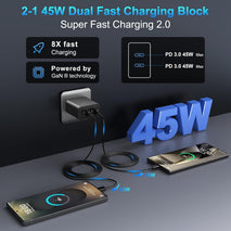 45W Dual Super Fast Charging Block and Long USB C to C Cable 10ft,Type C Wall Plug and Android Phone Charger Cord for Samsung Galaxy S26 Ultra/S25/S24/S23+/S22 Plus/S21/Note 20/iPhone 17 16 15 Pro Max