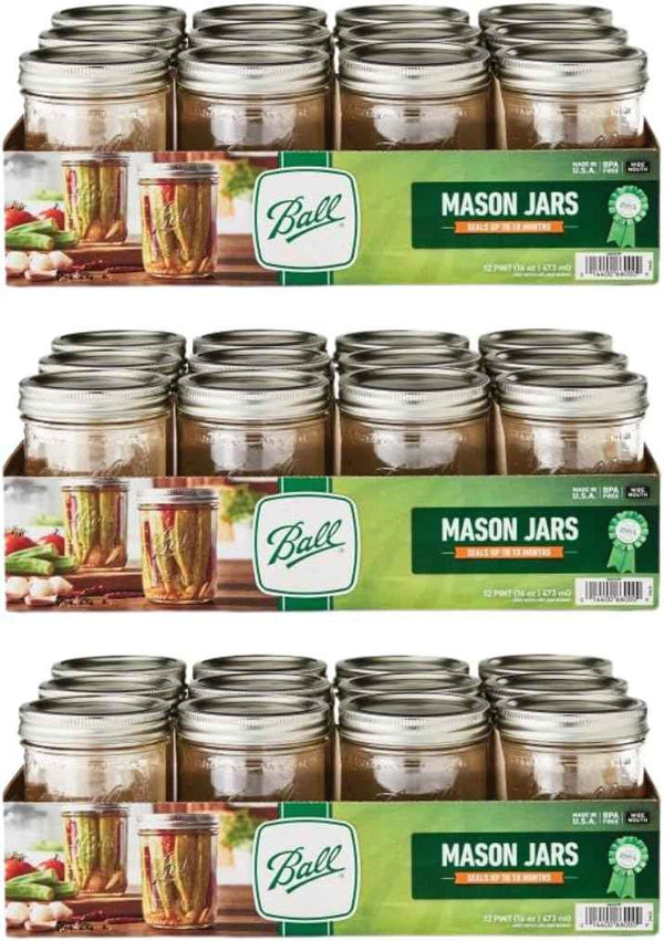 Ball Wide Mouth Glass Mason Jars with Lids and Bands, Used for Canning, Pickling, Juice, Jam, Jelly, Quart Size 32 Ounce (Pack of 2)
