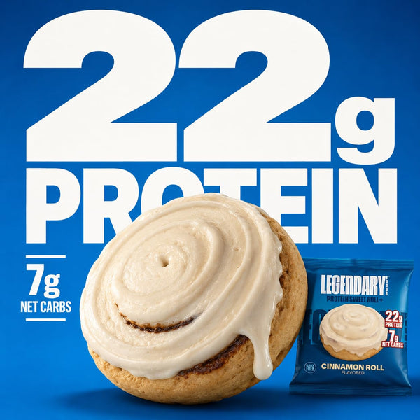 Legendary Foods Cinnamon Roll Protein Bars - Gluten-Free, Low Carb, 10-Pack