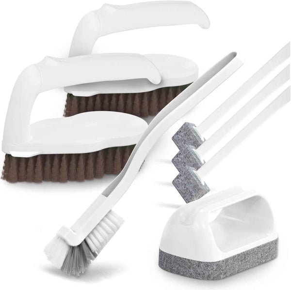 Holikme 7 Pack Deep Cleaning Brush Set, Scrub Pads with Scraper Tip for Pool Walls, Bathroom, Grout, Floor, Tub, Shower and Kitchen Surface (Green)