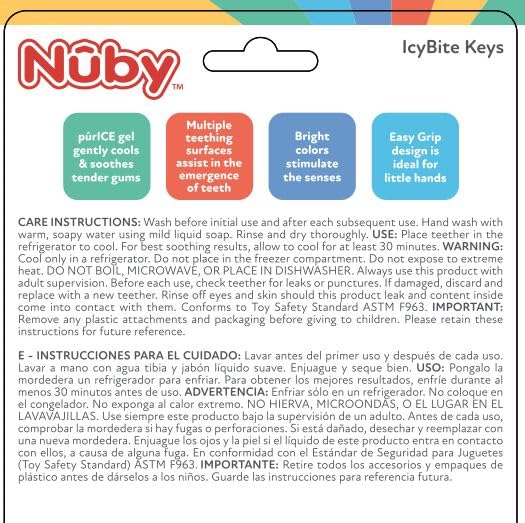 Nuby Silicone Soothing Baby Teether Keys for Infants - Gentle for Sore Gums - Blue