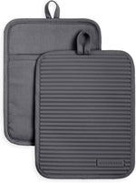 KitchenAid Ribbed Soft Silicone Pot Holder 2-Pack Set, Milkshake Tan, 7"x9"