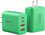 USB C Charger Block, 40W 4 Ports Type C Fast Phone Charging Blocks Cube PD USBC Wall Plug+QC 3.0 USB A Charger Brick Box Power for iPhone 17/16/15/14/13/12 Pro Max, iPad, Samsung Galaxy, Pixel, 2Pack