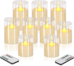 Flameless Candles 4" 5" 6" Set of 3 Acrylic Glass Pillars 3" Diameter Battery Operated Flickering Candles Include 10-Key Remote with Timer Function 400+ Hours (Gray, Warm Light 3 Pack)