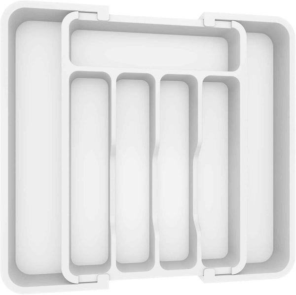 Lifewit Silverware Drawer Organizer, Expandable Utensil Tray for Kitchen, BPA Free Flatware and Cutlery Holder, Adjustable Plastic Storage for Spoons Forks Knives, 8.5-14 x 12", Black