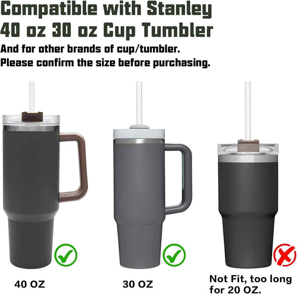6-Pack Reusable Replacement Straws for Stanley 40 oz & 30 oz Tumblers with Cleaning Brush
