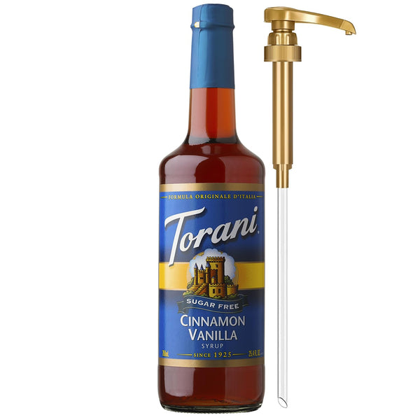 Torani sugar-free vanilla flavored syrup, zero-calorie, 25.4 fl oz, pump included