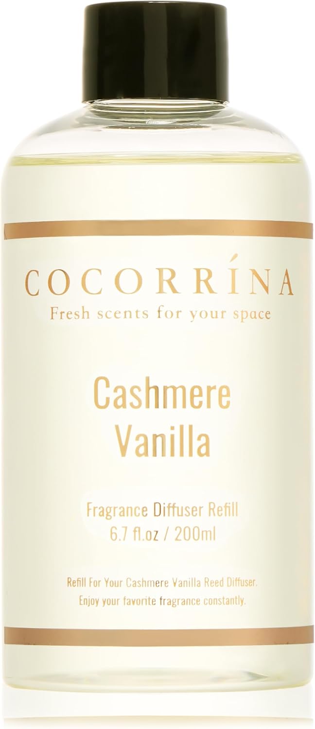 Cocorrína Premium Reed Diffuser Set with Preserved Baby's Breath & Cotton Stick Cashmere Vanilla | 6.7 fl oz Scent Fragrance Oil Diffuser for Bedroom Bathroom Home Décor