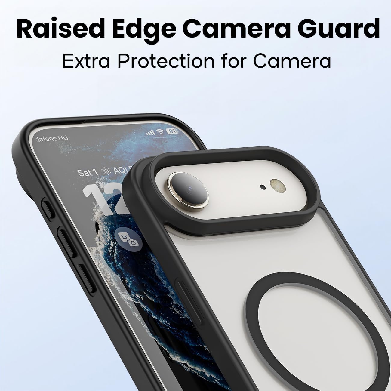 Compatible with Magnetic Matte Clear Case for 17 Air–Tough Drop-Resistant Design, Anti-Yellow, Shockproof, Slim Transparent Cover (Black-17A)