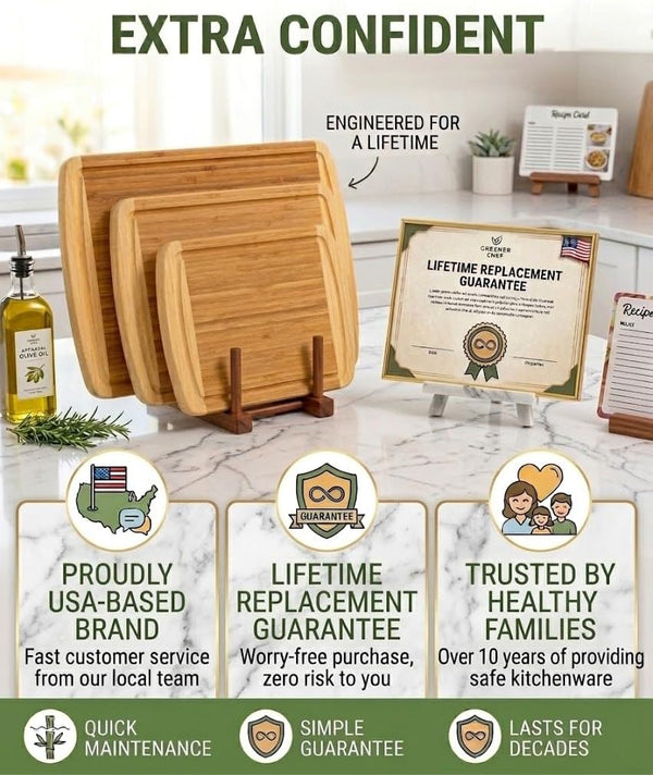 Luxury XL Bamboo Cutting Board Set of 3 with Vertical Grain Strength Technology