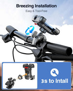 Motorcycle Phone Mount Holder, [150mph Wind Anti-Shake][7.2inch Big Phone Friendly] Bike Phone Holder, Motorcycle Handlebar Cell Phone Clamp, Compatible with iPhone 16 Pro Max, Black
