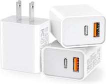 3 Pack USB C Wall Charger with Dual Ports for iPhone and iPad