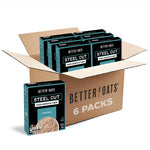 Better Oats Steel Cut Instant Oatmeal Packets, Original Flavor with Flax Seeds and Whole Grains, Quick-Cooking Breakfast, 11.6 oz Box of 10 Pouches (Pack of 6)