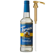 Torani sugar-free vanilla flavored syrup, zero-calorie, 25.4 fl oz, pump included