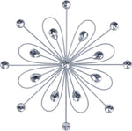 hogardeck Metal Flower Wall Decor, 11inch Silver Metal Jeweled Wall Art Bling Crystal Home Décor, Sun Burst Rhinestone Wall Hanging Diamond Accents for for Indoor, Outdoor, Living Room, Bedroom