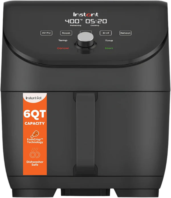 Instant Pot Vortex Plus 6QT ClearCook Air Fryer, Clear Windows, Custom Program Options, 6-in-1 Functions, Crisps, Broils, Roasts, Dehydrates, Bakes, Reheats, from the Makers of Instant Pot, Black