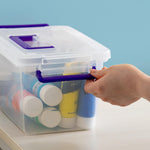 IRIS USA 5 Qt. Plastic Craft Storage Container Bins with Lids, 6 Pack, Small Organizer Tote