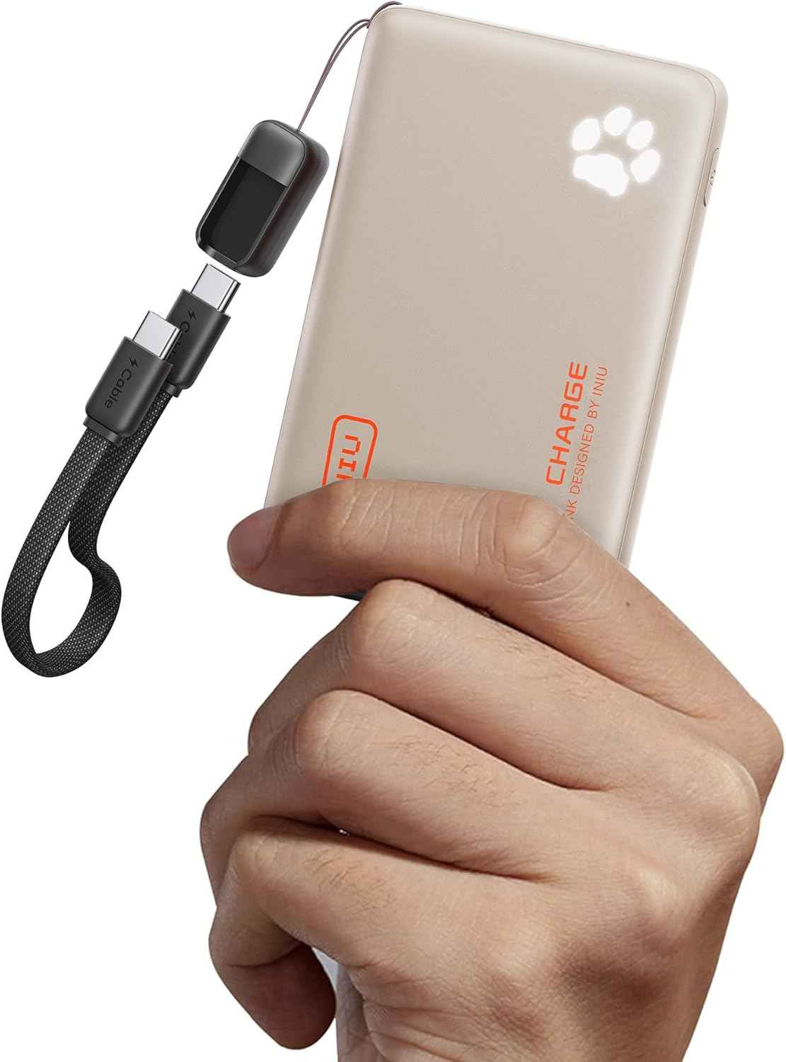 INIU Portable Charger, Ultra Slim 45W Fast Charging with Attached USB C Cable, Flight-Safe 10000mAh PD Power Bank Battery Pack, Travel Essential Phone Powerbank for iPhone 17 16 Samsung S25 Google etc