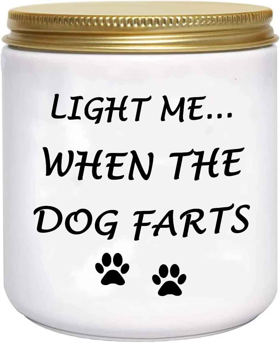 BFJLIFE Funny Gifts for Women Unique Dog Mom Dog Lovers Christmas Birthday Gifts for Her Sister Best Friend Girlfriend Wife Stocking Stuffers Light Me When Farts Lavender Scented Soy Candles